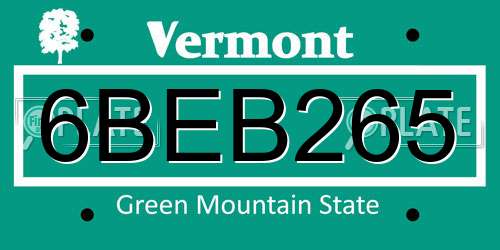 6BEB265 Vermont License Plate