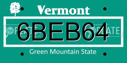 6BEB64 Vermont License Plate