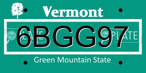 6BGG97 Vermont License Plate