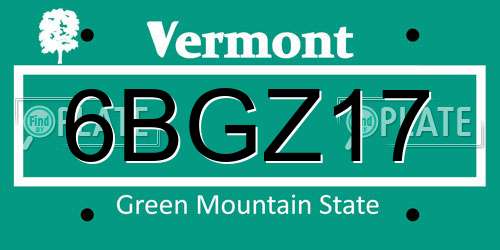 6BGZ17 Vermont License Plate