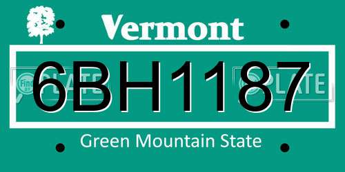 6BH1187 Vermont License Plate