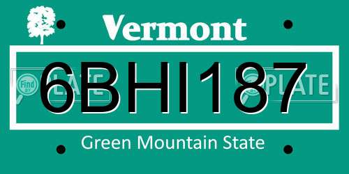 6BHI187 Vermont License Plate