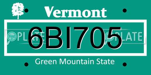 6BI705 Vermont License Plate