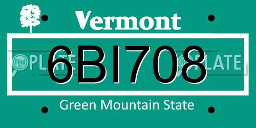6BI708 Vermont License Plate