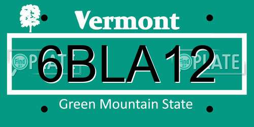 6BLA12 Vermont License Plate