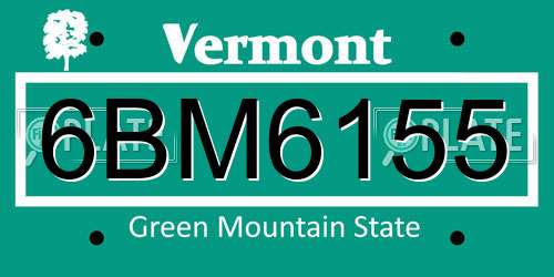 6BM6155 Vermont License Plate