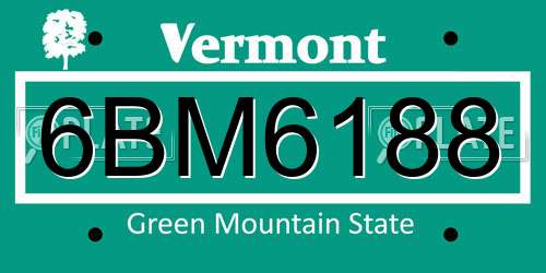 6BM6188 Vermont License Plate