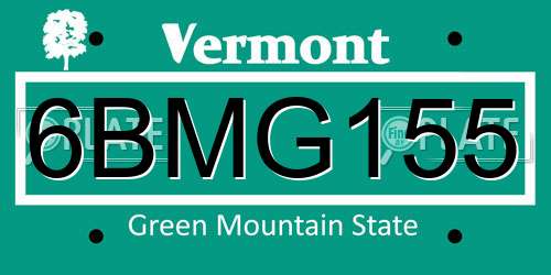 6BMG155 Vermont License Plate