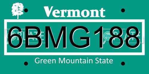 6BMG188 Vermont License Plate