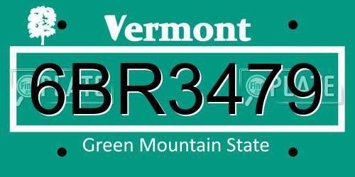 6BR3479 Vermont License Plate
