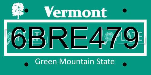 6BRE479 Vermont License Plate