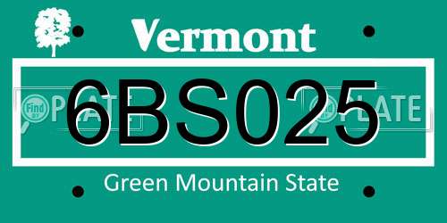 6BS025 Vermont License Plate