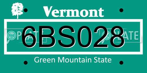 6BS028 Vermont License Plate