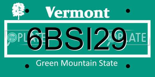 6BSI29 Vermont License Plate