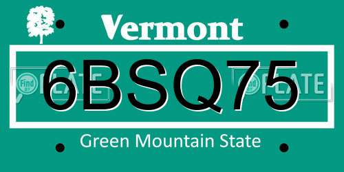 6BSQ75 Vermont License Plate