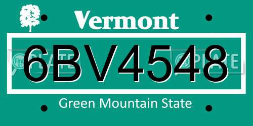 6BV4548 Vermont License Plate