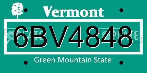 6BV4848 Vermont License Plate