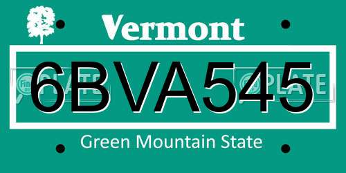 6BVA545 Vermont License Plate
