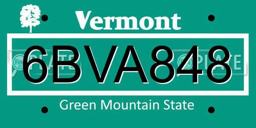 6BVA848 Vermont License Plate