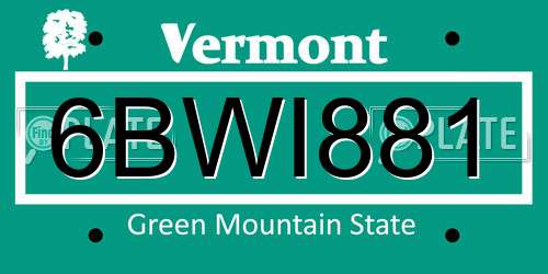 6BWI881 Vermont License Plate