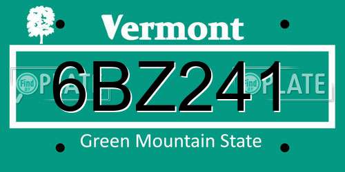 6BZ241 Vermont License Plate