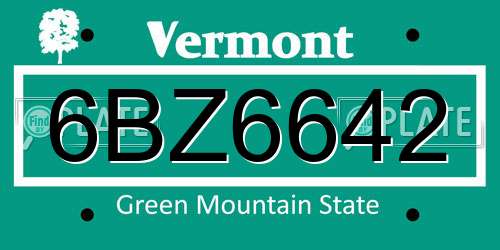 6BZ6642 Vermont License Plate