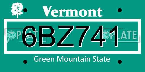 6BZ741 Vermont License Plate