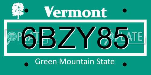 6BZY85 Vermont License Plate