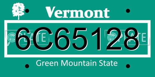 6C65128 Vermont License Plate