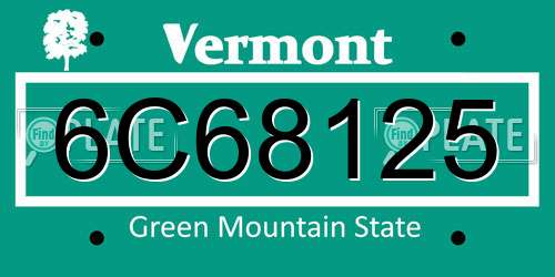 6C68125 Vermont License Plate