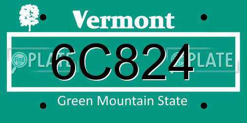 6C824 Vermont License Plate