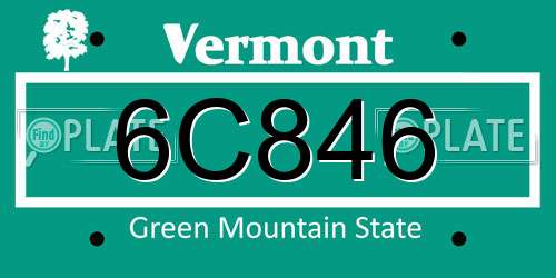 6C846 Vermont License Plate