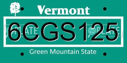 6CGS125 Vermont License Plate