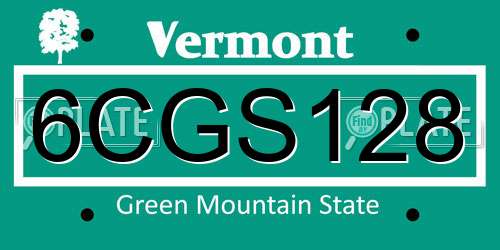 6CGS128 Vermont License Plate