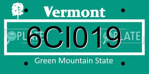 6CI019 Vermont License Plate