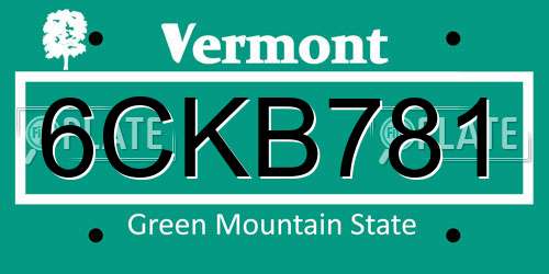 6CKB781 Vermont License Plate