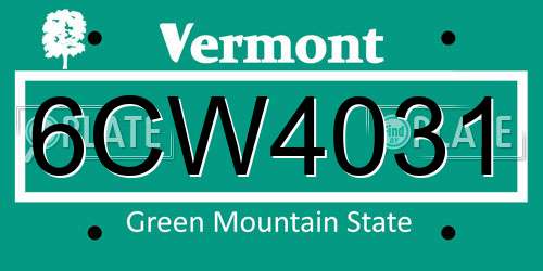 6CW4031 Vermont License Plate