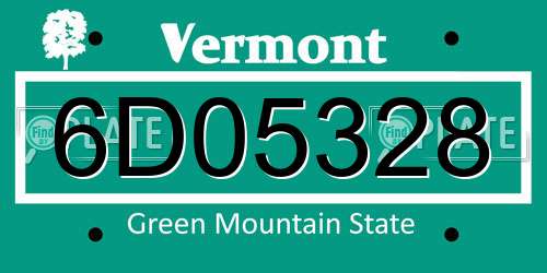 6D05328 Vermont License Plate