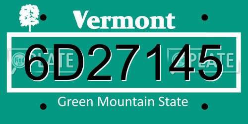 6D27145 Vermont License Plate