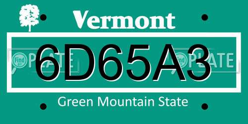 6D65A3 Vermont License Plate