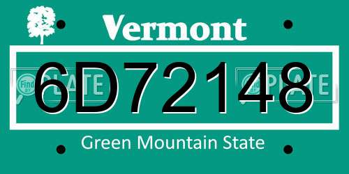 6D72148 Vermont License Plate