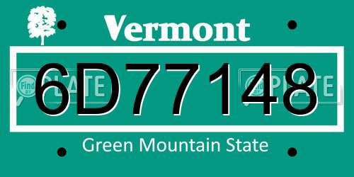 6D77148 Vermont License Plate