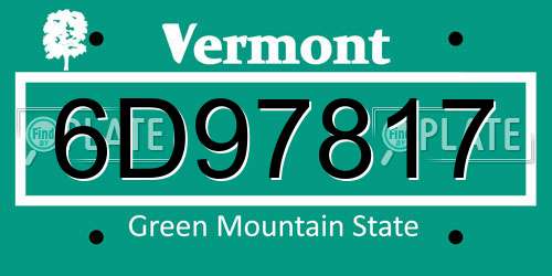 6D97817 Vermont License Plate
