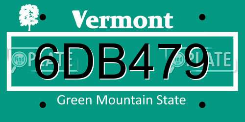 6DB479 Vermont License Plate