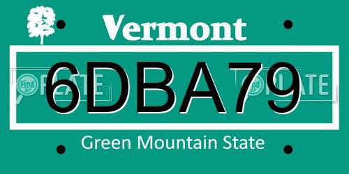6DBA79 Vermont License Plate