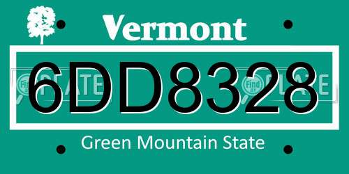 6DD8328 Vermont License Plate
