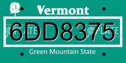 6DD8375 Vermont License Plate