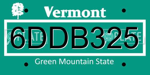 6DDB325 Vermont License Plate