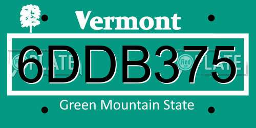 6DDB375 Vermont License Plate