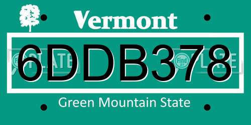 6DDB378 Vermont License Plate